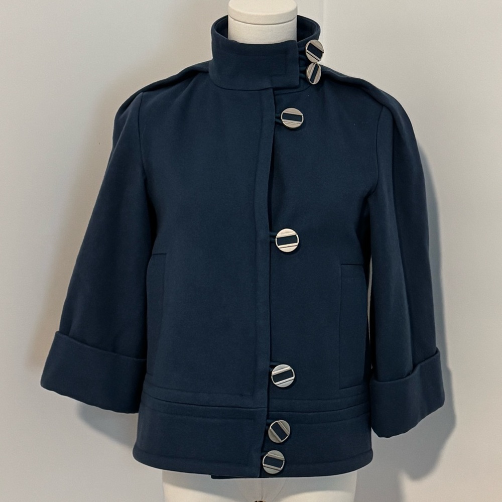 L.A.M.B. Dusty Blue Cropped Retro Coat